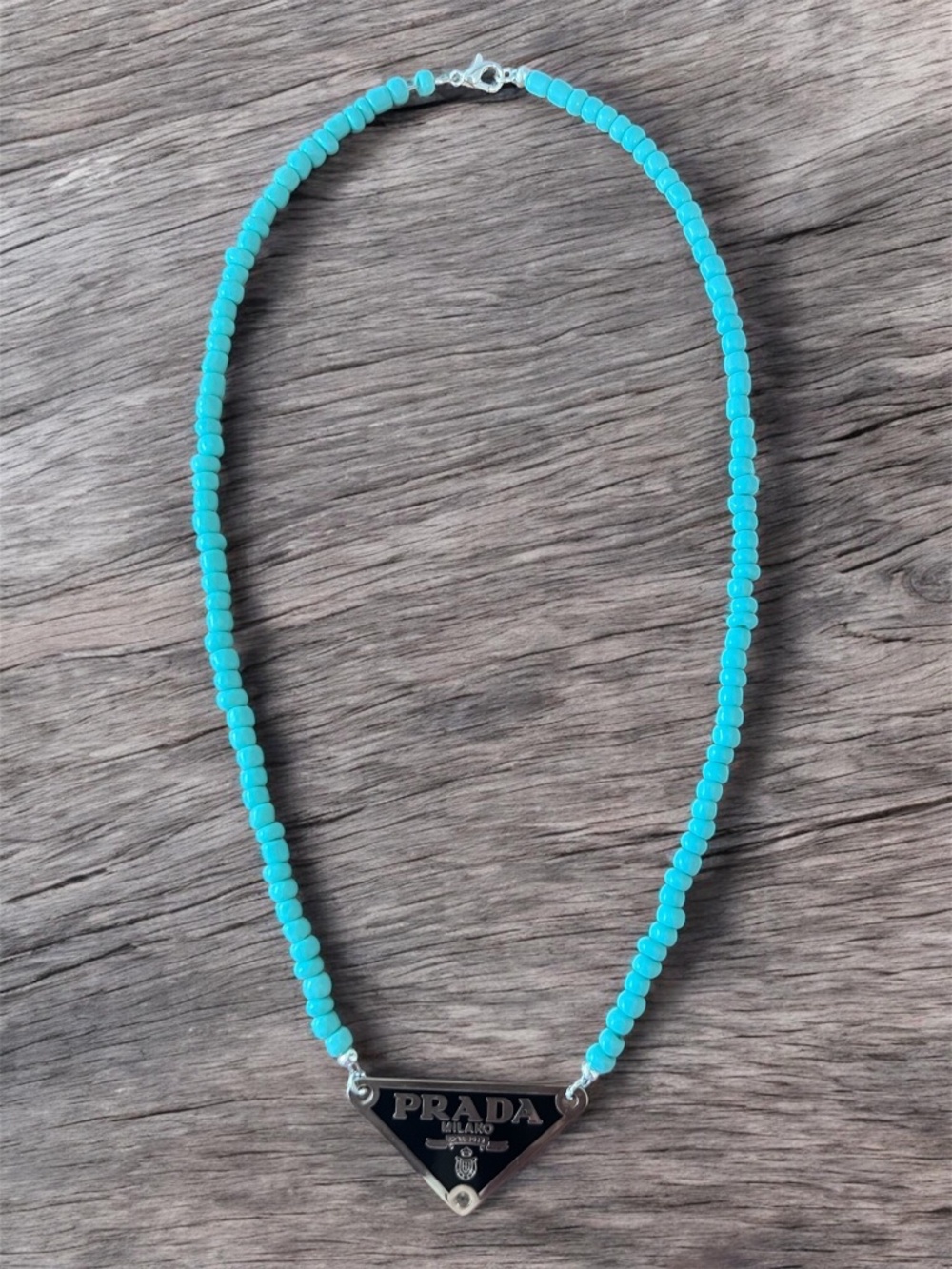 Turquoise Beaded Necklace 16" | Triangle Pendant | Maximalist | Statement